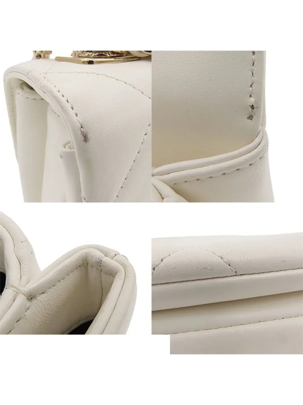 Chanel Chain Shoulder Bag Top Handle White Lambskin 2-Way